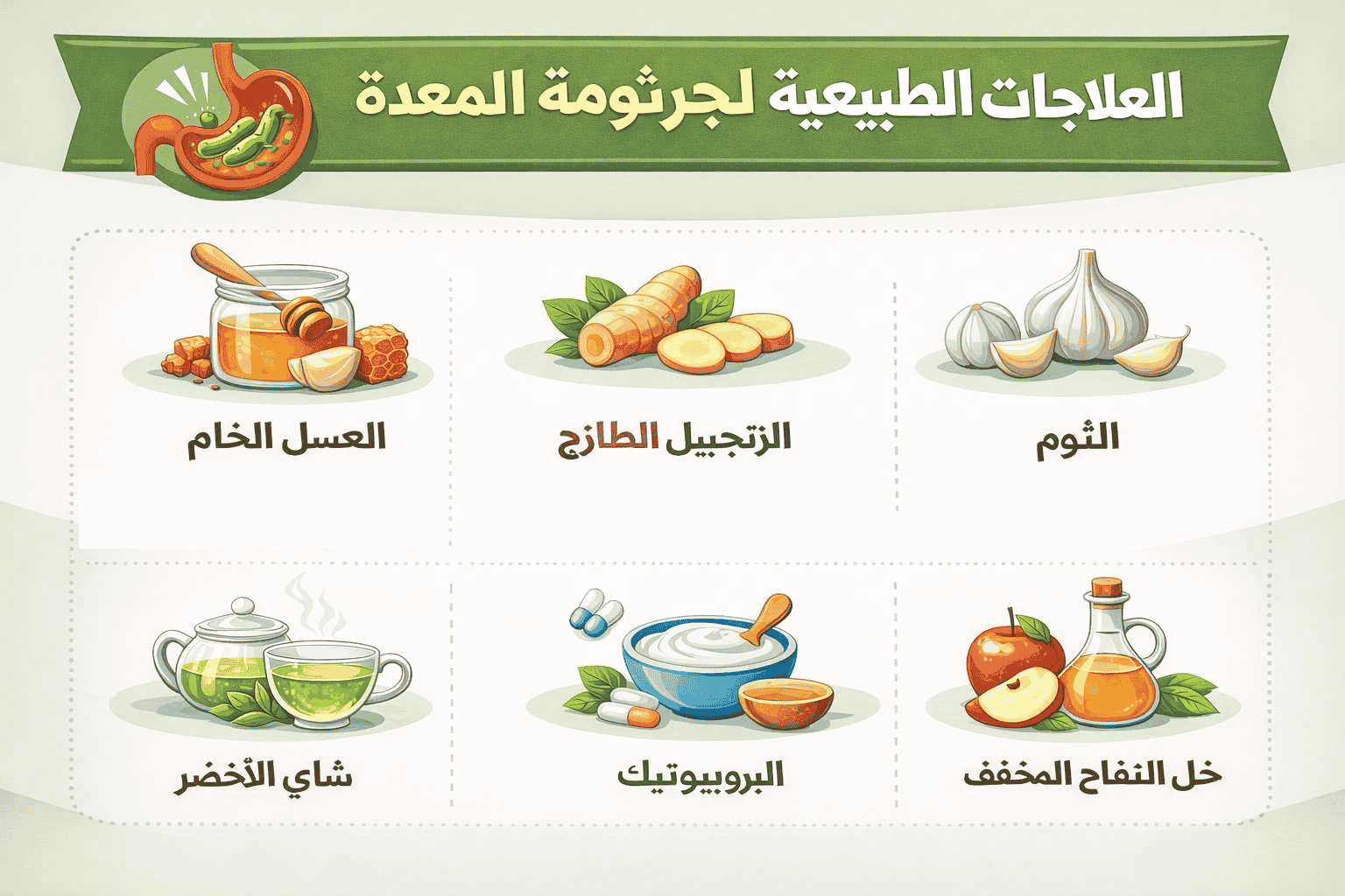 أفضل علاج لجرثومة المعدة في المنزل